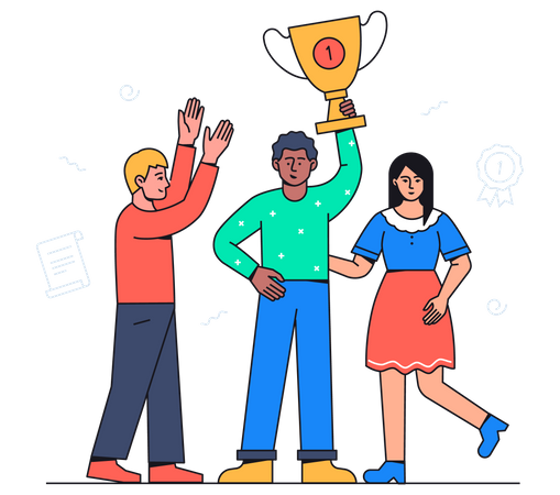 Employees celebrate business victory Illustration