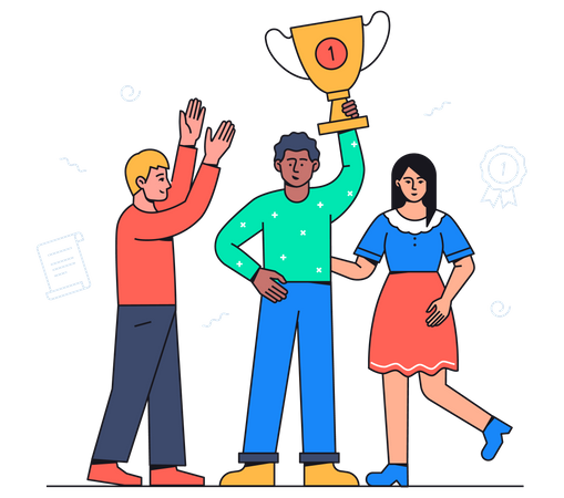 Employees celebrate business victory  Illustration