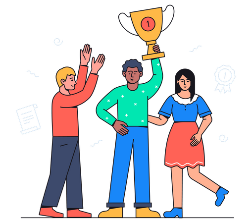Employees celebrate business victory  Illustration