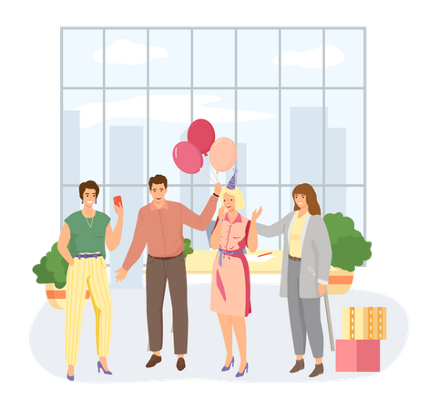 Employees celebrating party together  Illustration