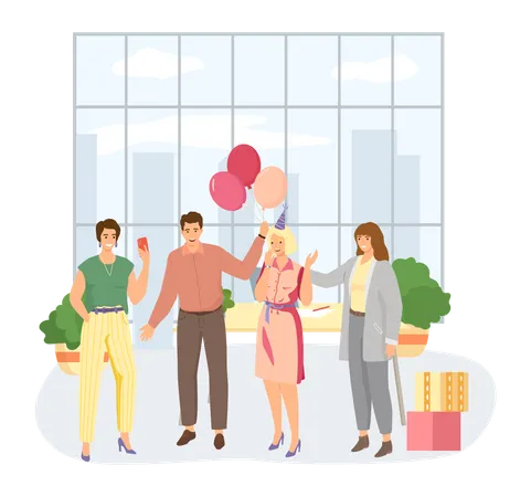 Employees celebrating party together  Illustration