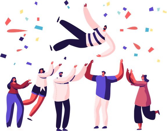 Employees celebrating success Illustration