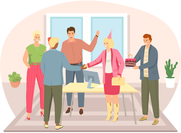 Employees celebrating success party  Illustration