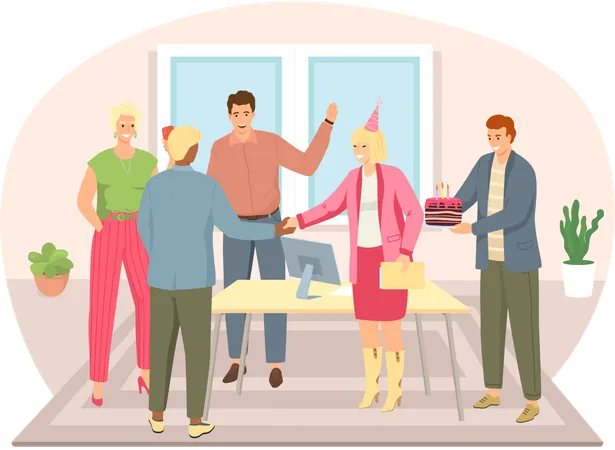 Employees celebrating success party  Illustration