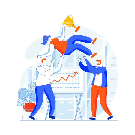Employees celebrating victory  Illustration