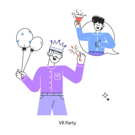 Employees Celebrating Vr Party  Illustration