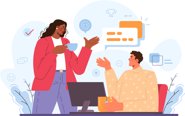 Employees chat together  Illustration
