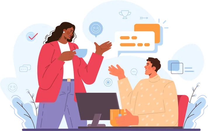 Employees chat together  Illustration