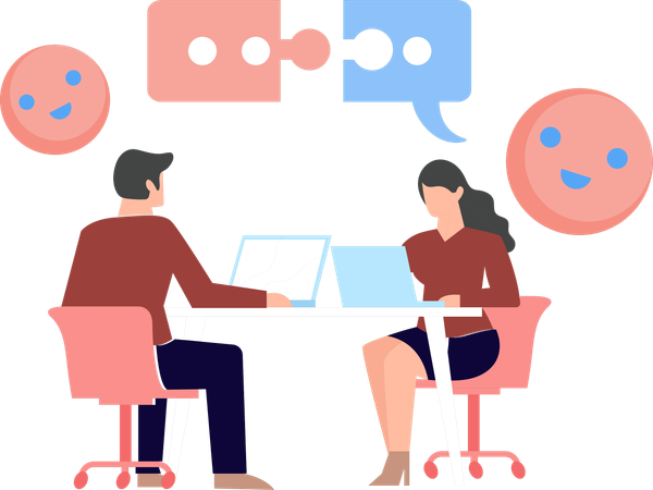 Employees Chatting in office  Illustration