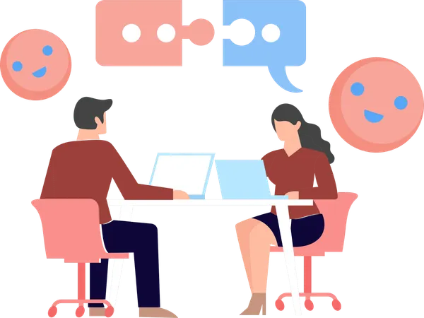 Employees Chatting in office  Illustration