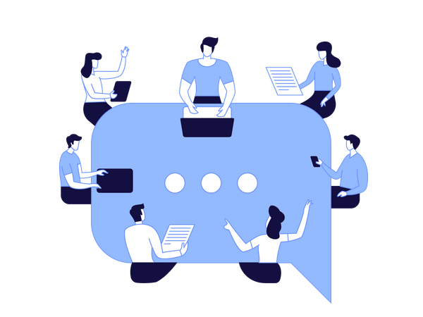 Employees chatting on online videos  Illustration