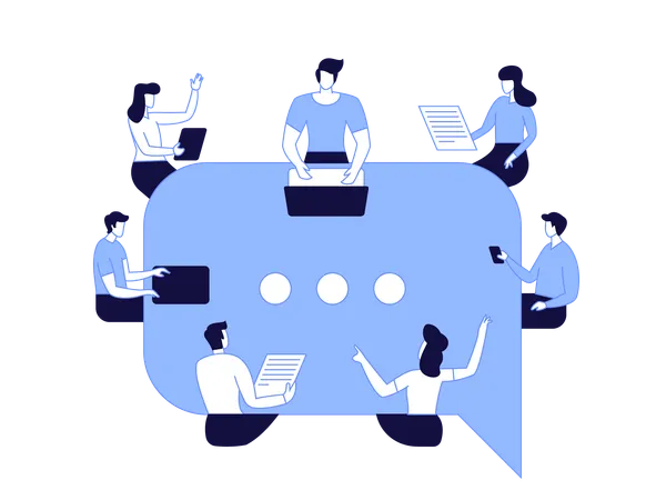 Employees chatting on online videos  Illustration