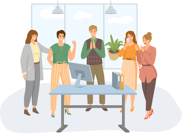 Employees clapping for senior manager  Illustration