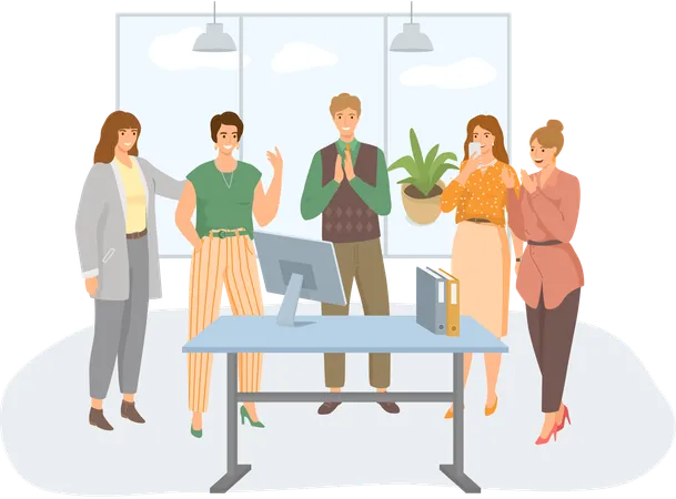 Employees clapping for senior manager  Illustration