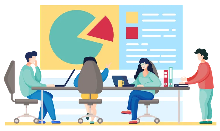 Employees communicate to workplace employees  Illustration