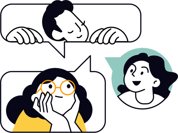 Employees communicating online  Illustration