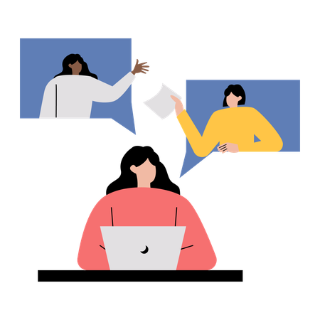 Employees communicating online in meeting  Illustration