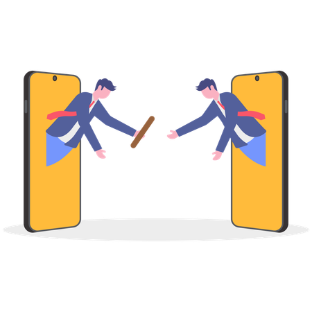 Employees compete with each other online  Illustration