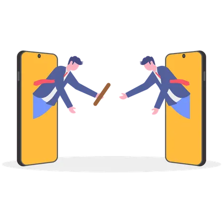 Employees compete with each other online  Illustration