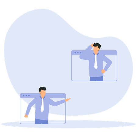 Employees conduct online meeting  Illustration