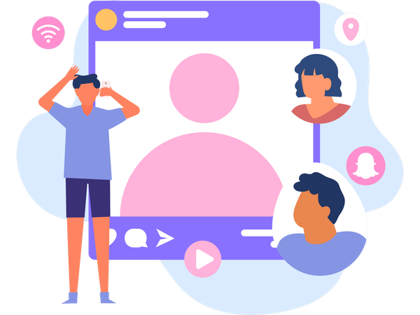 Employees connect on Social Network  Illustration