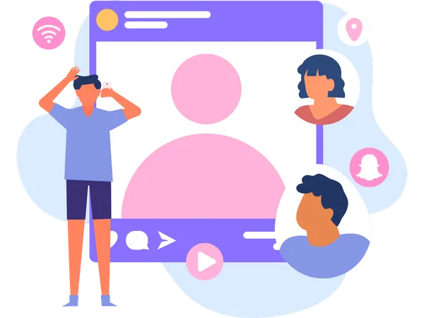 Employees connect on Social Network  Illustration