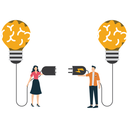 Employees Connecting Ideas  Illustration