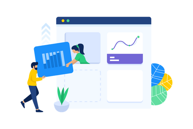 Employees creating statistics  Illustration