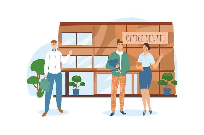 Employees decided take a break and go to the shop for coffee  Illustration