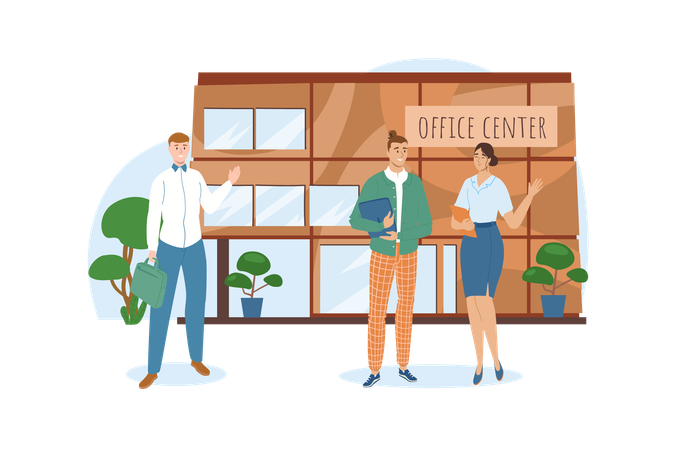 Employees decided take a break and go to the shop for coffee  Illustration