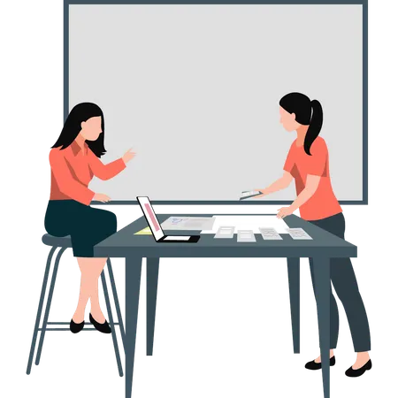 Employees discuss about business meeting  Illustration