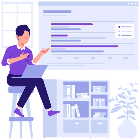 Employees discussing business data  Illustration