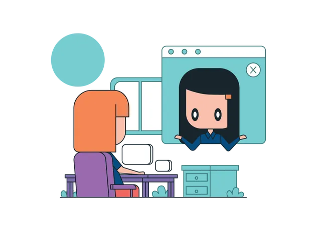 Employees discussing business idea on video call  Illustration