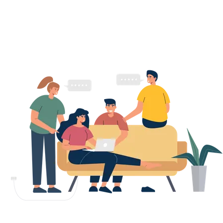 Employees discussing business plan  Illustration