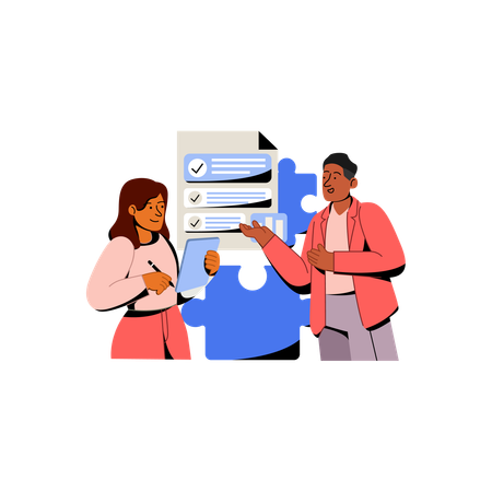 Employees discussing business Planning  Illustration