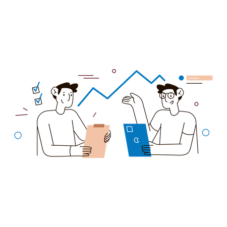 Employees discussing business presentation  Illustration