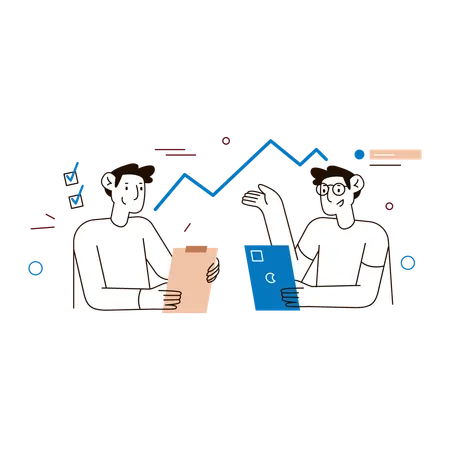 Employees discussing business presentation  Illustration