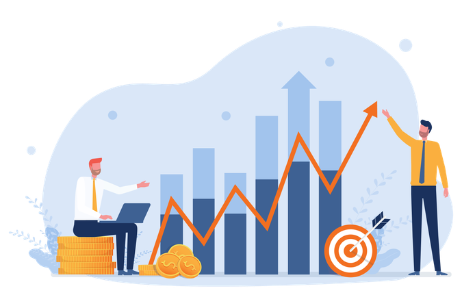 Employees discussing company targets  Illustration