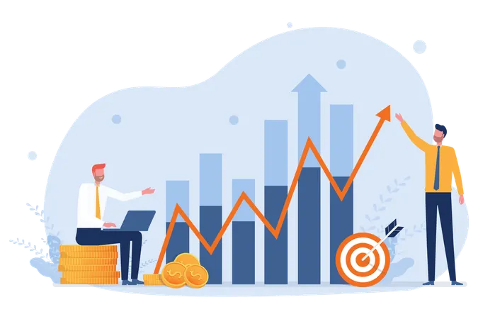 Employees discussing company targets  Illustration
