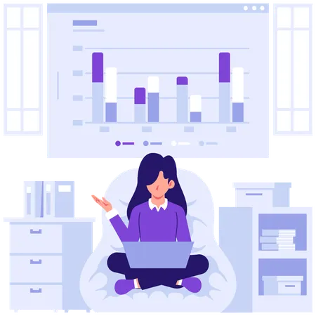 Employees discussing groupd data  Illustration
