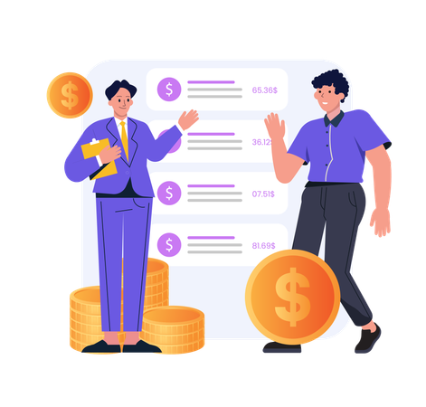 Employees discussing investment plan  Illustration