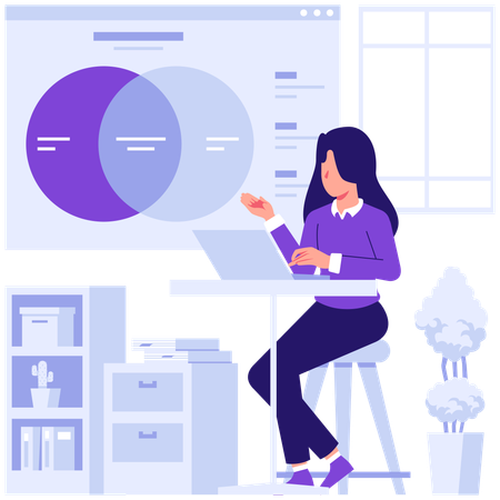 Employees discussing market statistics  Illustration
