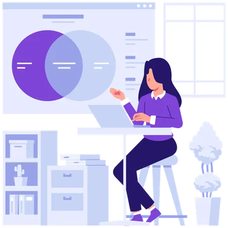 Employees discussing market statistics  Illustration