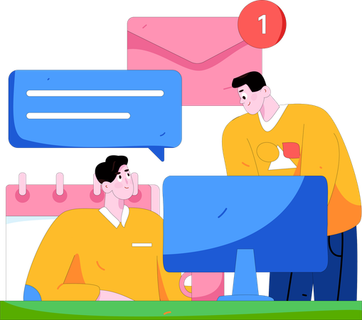 Employees discussing meeting guidelines  Illustration