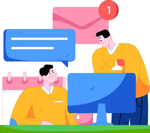 Employees discussing meeting guidelines  Illustration