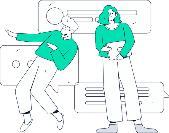 Employees discussing purpose of meeting  Illustration