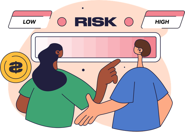 Employees discussing risk strategies  Illustration