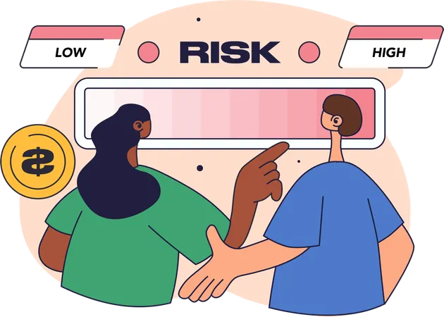 Employees discussing risk strategies  Illustration