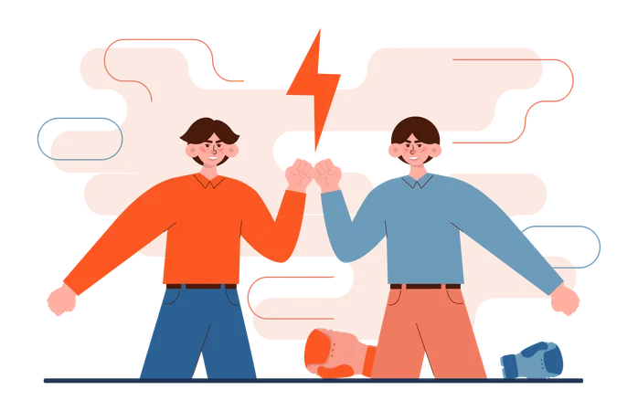 Two Groups Of People Fighting Battle Among People Business Or Social Controversy Or Disagreement Different Interests Or Two Opposites Conflict Flat Vector Illustration イラスト