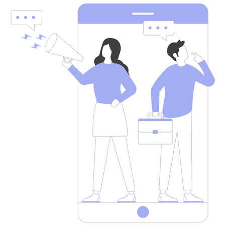 ビジネスマーケティングを行う従業員  イラスト